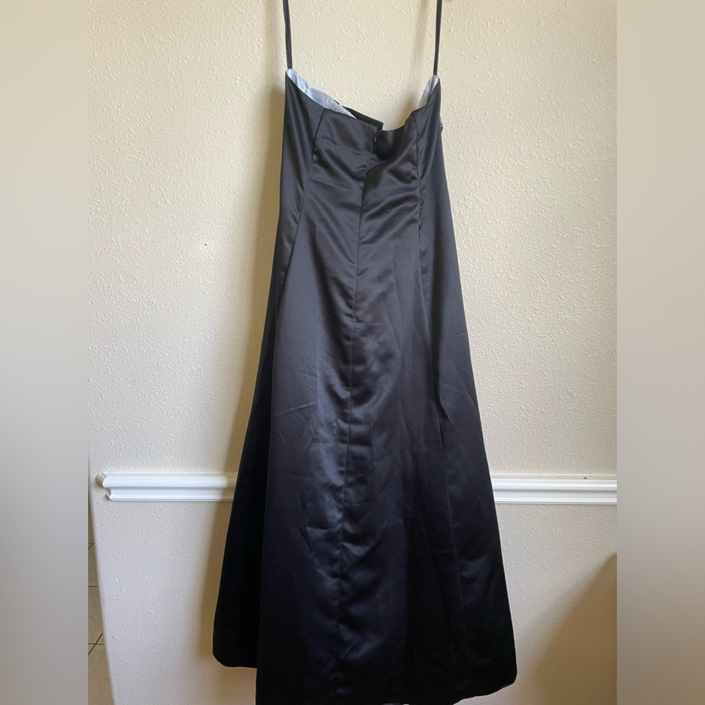Niki dress strapless black with blue lace maxi
